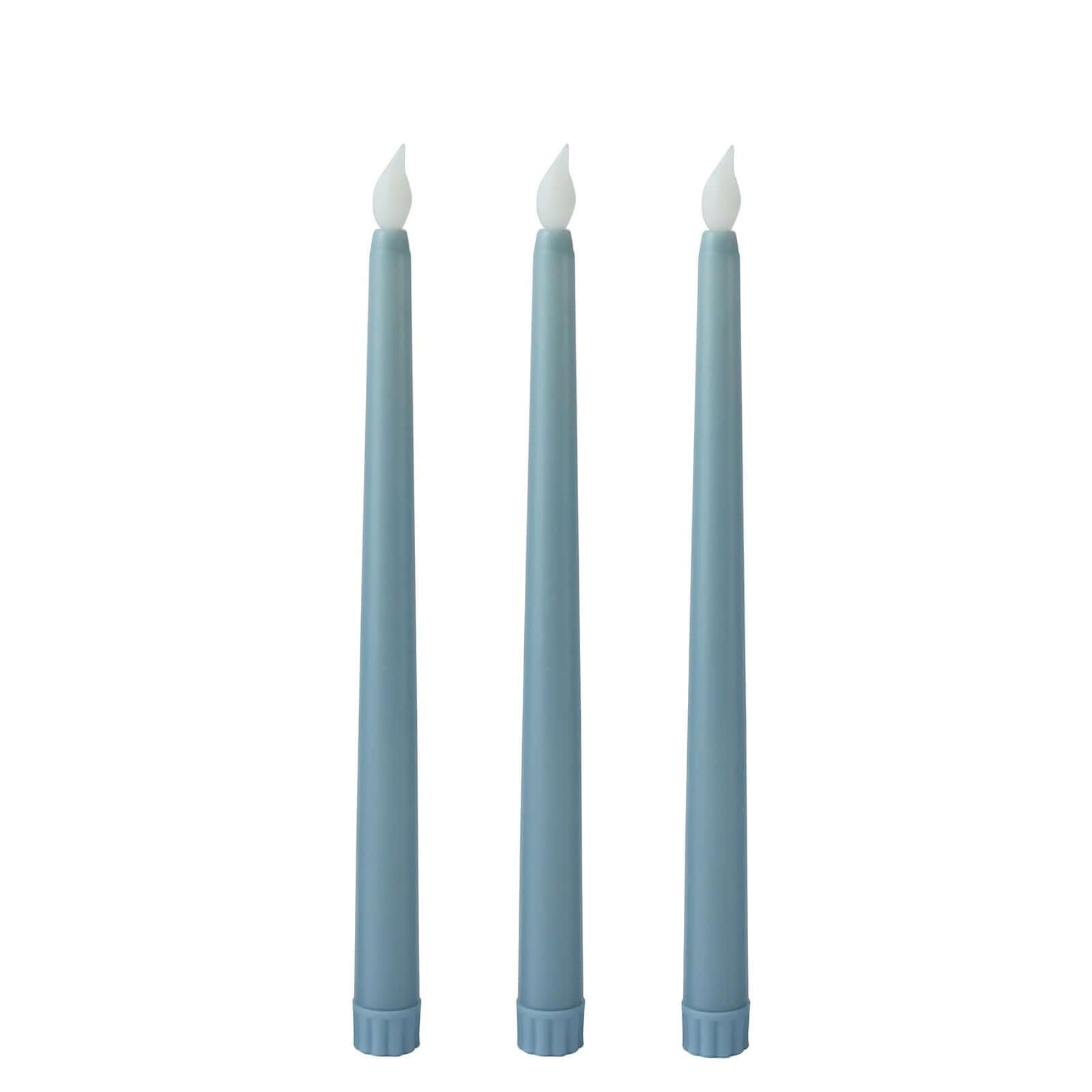 3-Pack LED Decorative Lighting Warm Flickering Dusty Blue - Flameless Taper Candles 11"
