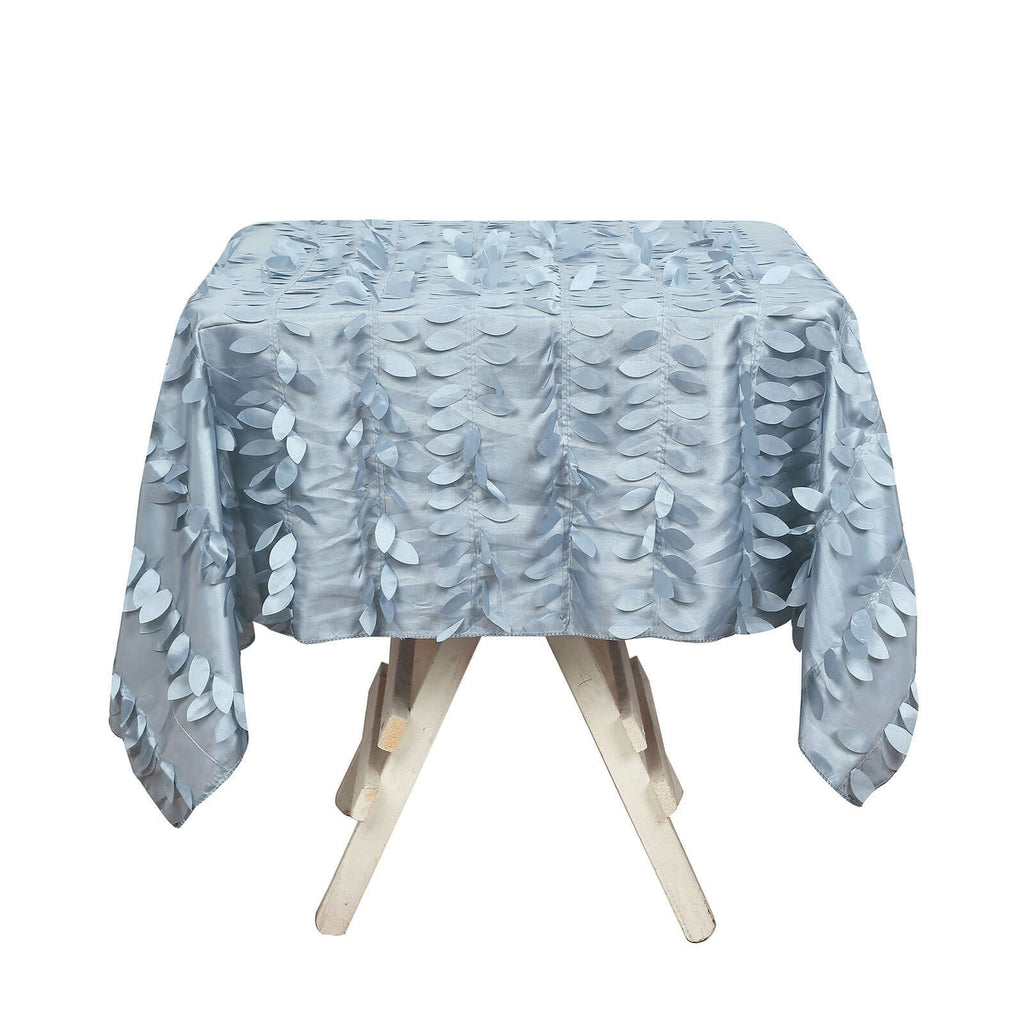 Taffeta 54"x54" Square Tablecloth Dusty Blue 3D Leaf Petal Table Cover