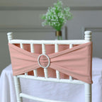 5 Pack Stretch Spandex Chair Sashes Dusty Rose - Reusable Chair Bands with Silver Diamond Ring Slide Buckle 5"x14"