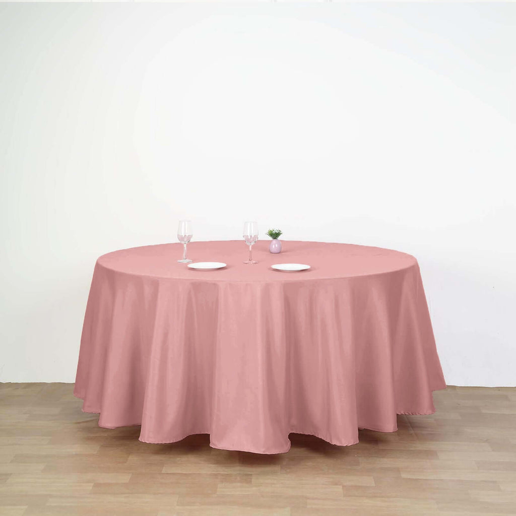 Polyester 108" Round Tablecloth Dusty Rose - Wrinkle-Resistant Table Cover