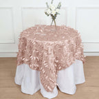 Taffeta 54"x54" Table Overlay Square Tablecloth Dusty Rose 3D Leaf Petal Table Cover
