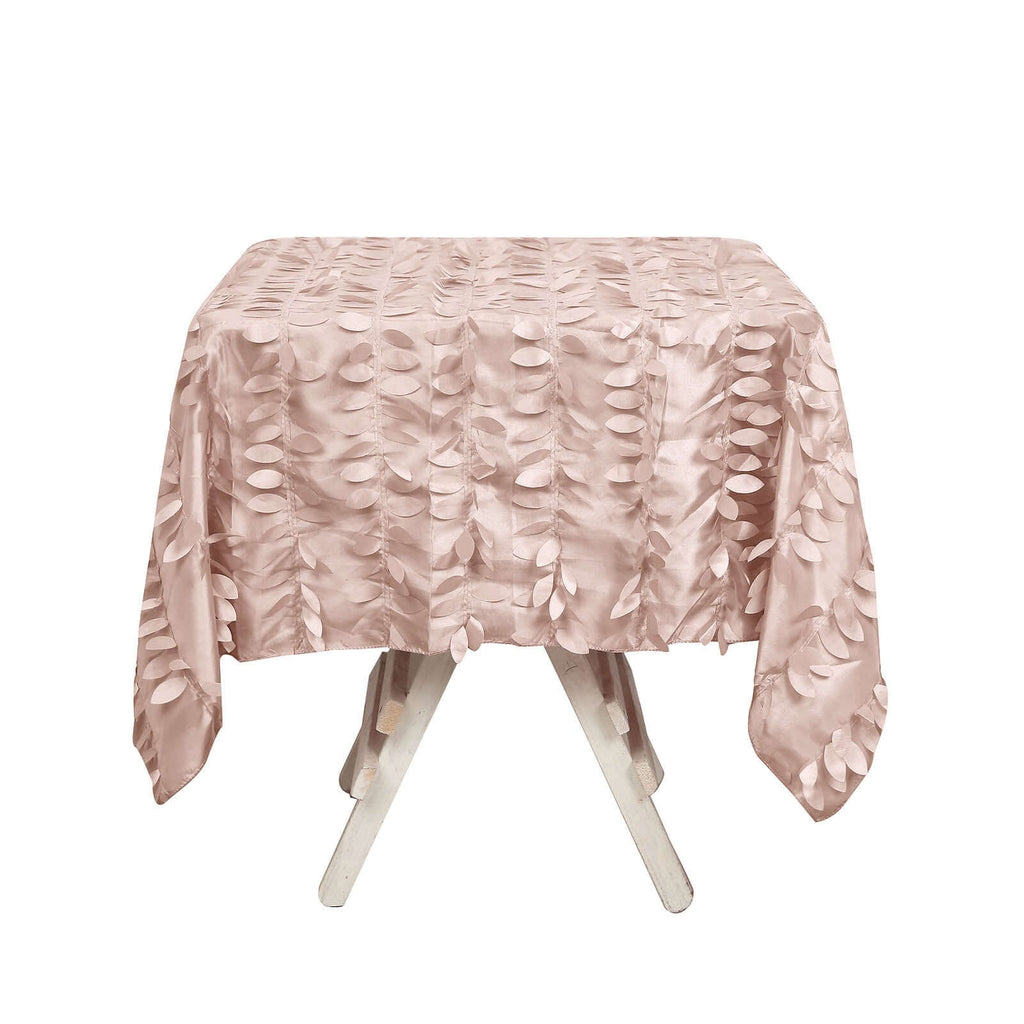 Taffeta 54"x54" Square Tablecloth Dusty Rose 3D Leaf Petal Table Cover