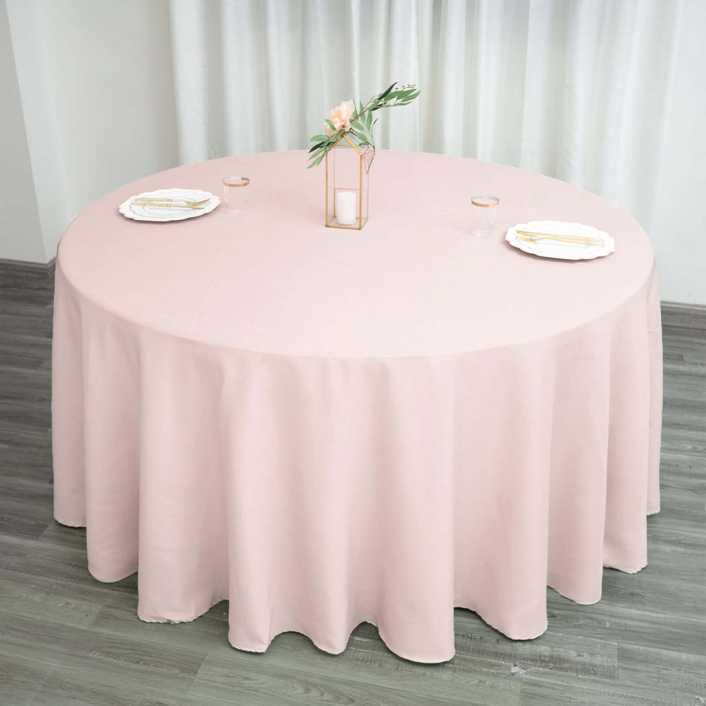 Polyester 132" Round Tablecloth Blush - Seamless Chic Table Cover