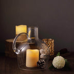 Glass Candle Holder Cloche Jar Dome Clear with Wooden Base - Stylish Centerpiece for Floral Displays 10"