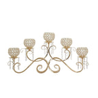 5-Arm Metal Candelabra Horizontal Design with Crystal Goblets Gold - Table Centerpiece for Events 27"