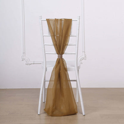5 Pack Chiffon Chair Sashes Gold - Soft & Lightweight Designer Chair Bows for Stylish DIY Chair Accents 22"x78"
