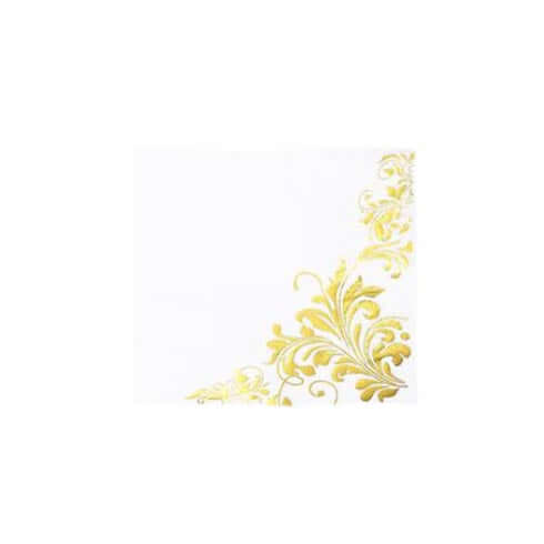 20-Pack Paper Dinner Napkins with Floral Design Metallic Gold - Disposable 3 Ply Cocktail Napkins for Weddings