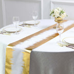 Disposable Table Runner Roll 108" Metallic Gold Foil Icicle Pattern - Stylish Non-Woven Table Decor for Special Occasions