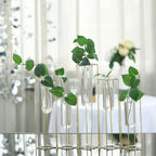 Set of 5 Wedding Centerpieces Gold Frame Conjoined Geometric Design - Test Tube Hydroponic Vases 12"