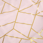 Polyester 54"x54" Table Overlay Square Tablecloth Blush with Gold Foil Geometric Pattern - Wrinkle-Resistant & Durable Table Topper