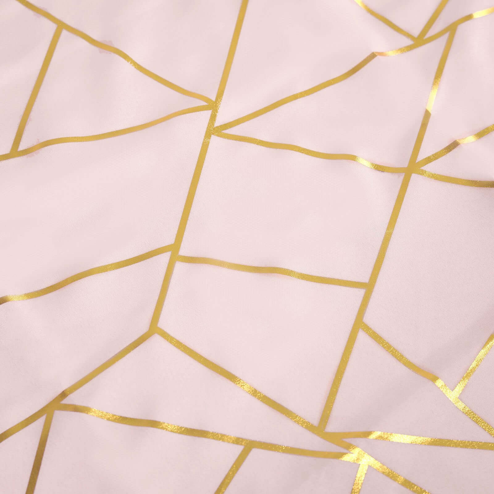 Polyester 54"x54" Table Overlay Square Tablecloth Blush with Gold Foil Geometric Pattern - Wrinkle-Resistant & Durable Table Topper