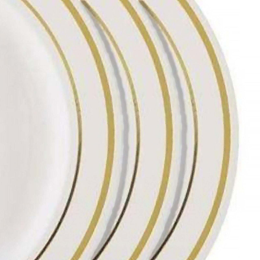 10-Pack Plastic Dessert Plates Ivory with TrÃ¨s Chic Gold Rim - Disposable Appetizer Plates for Parties 6"