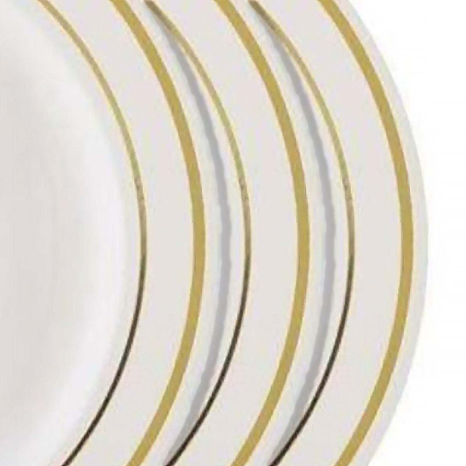 10-Pack Plastic Dessert Plates Ivory with TrÃ¨s Chic Gold Rim - Disposable Appetizer Plates for Parties 6"