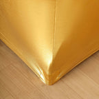 Stretch Spandex 72"x30" Rectangle Tablecloth Metallic Gold - Glamorous Form-Fitting Table Cover for Upscale Gatherings