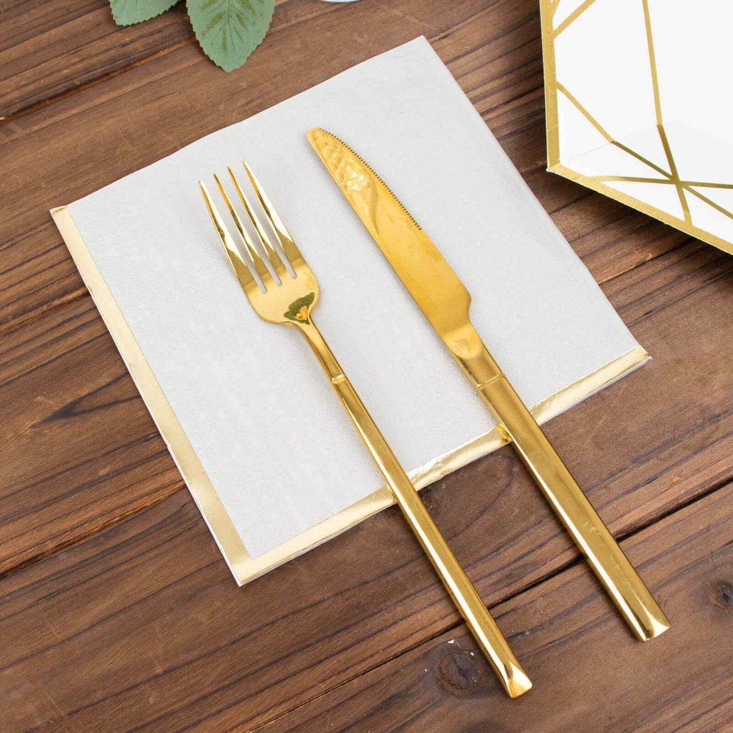 50-Pack Paper Beverage Napkins with Gold Foil Edge Gray - Disposable 2 Ply Cocktail Napkins for Events 6.5"x6.5"