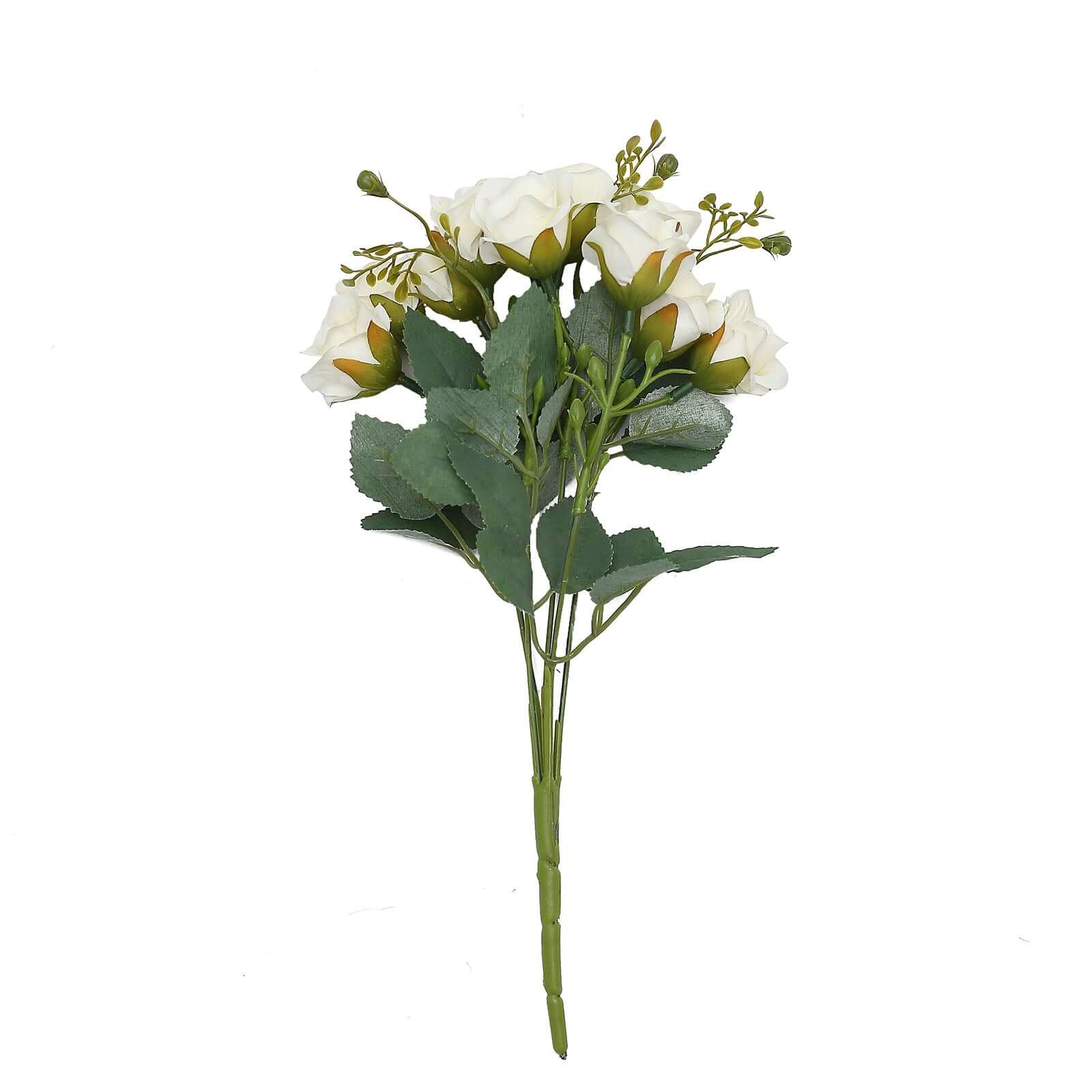 2 Pack 12" Ivory Artificial Open Rose Flower Arrangements, Small Faux Floral Bouquets