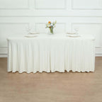 Spandex Rectangle 72"x30" Table Skirt Ivory with Wavy Skirt-Like Effect Table Cover