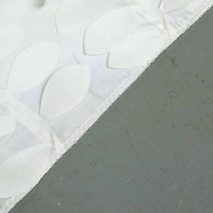 Taffeta 54"x54" Square Tablecloth Ivory 3D Leaf Petal Table Cover