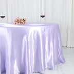 Satin 120" Round Tablecloth Lavender Lilac - Stylish Seamless Table Cover