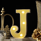 3D Marquee Letter "J" Warm White 4 LED Lights Gold - Chic Light-Up Decor for Events 6"