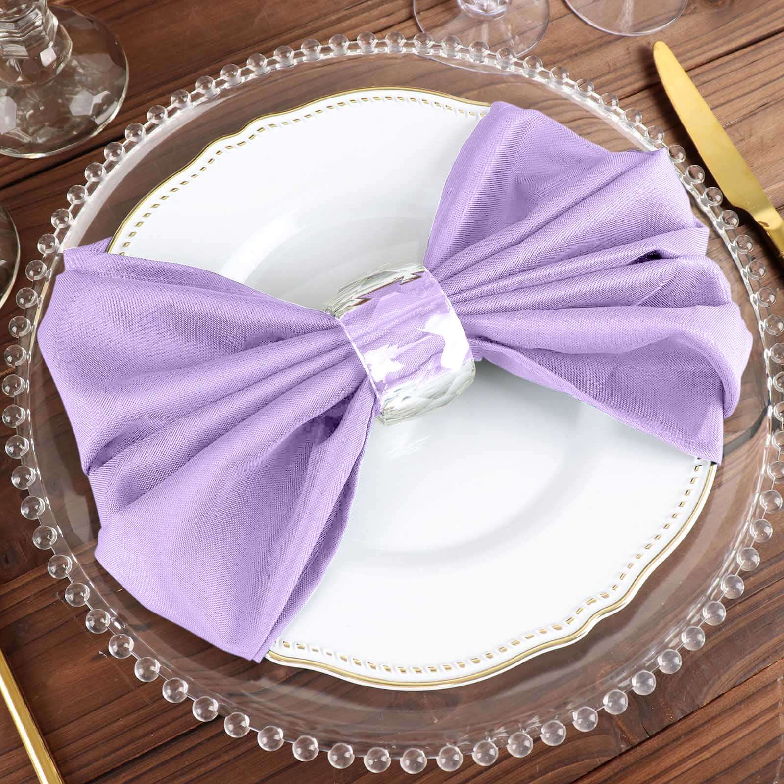 5 Pack Polyester 20"x20" Napkins Lavender Lilac - Wrinkle Resistant & Easy Care Cloth Napkins
