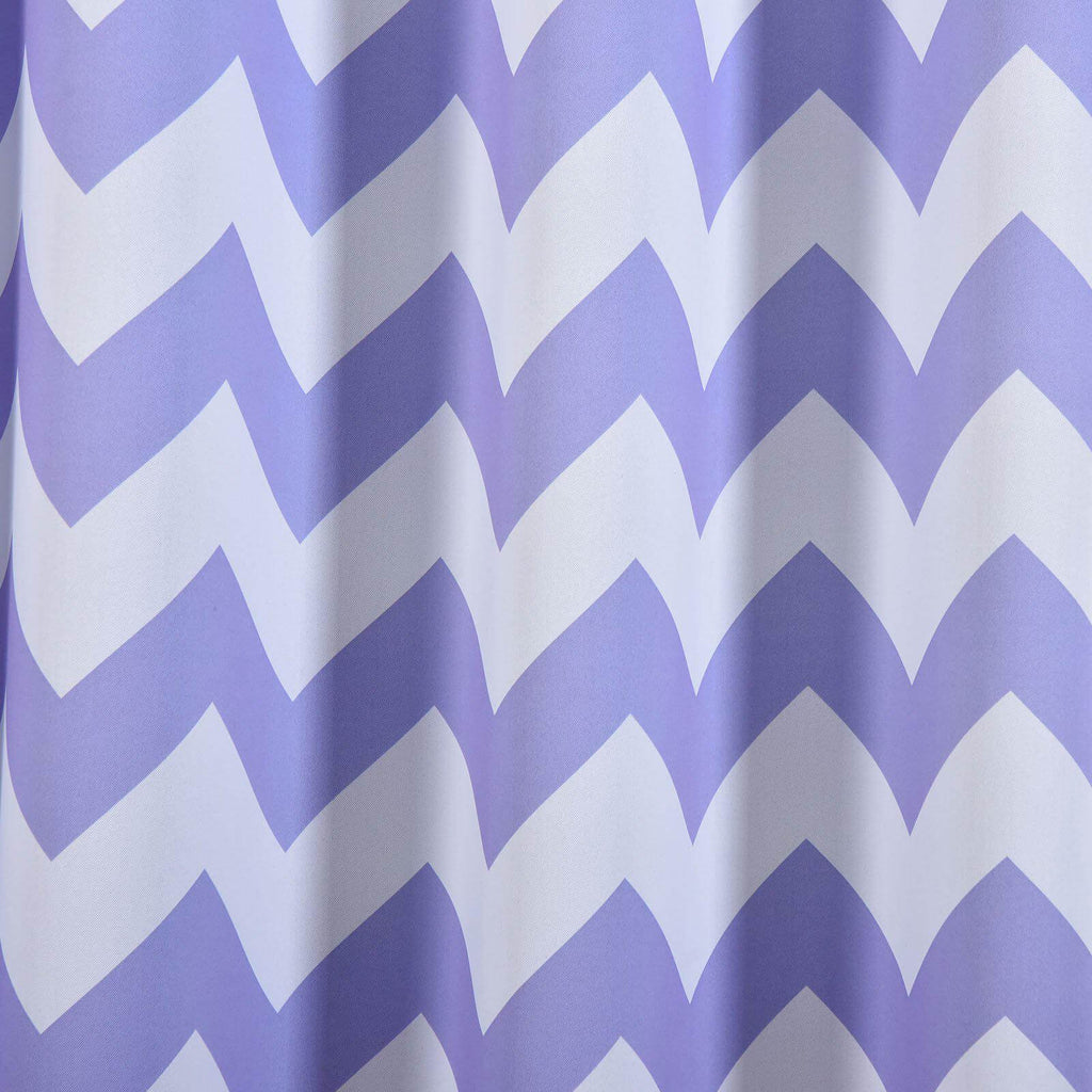 2 Pack White Lavender Lilac Chevron Print Thermal Room Darkening Blackout Window Curtain Panels With Chrome Grommet - 52"x96"