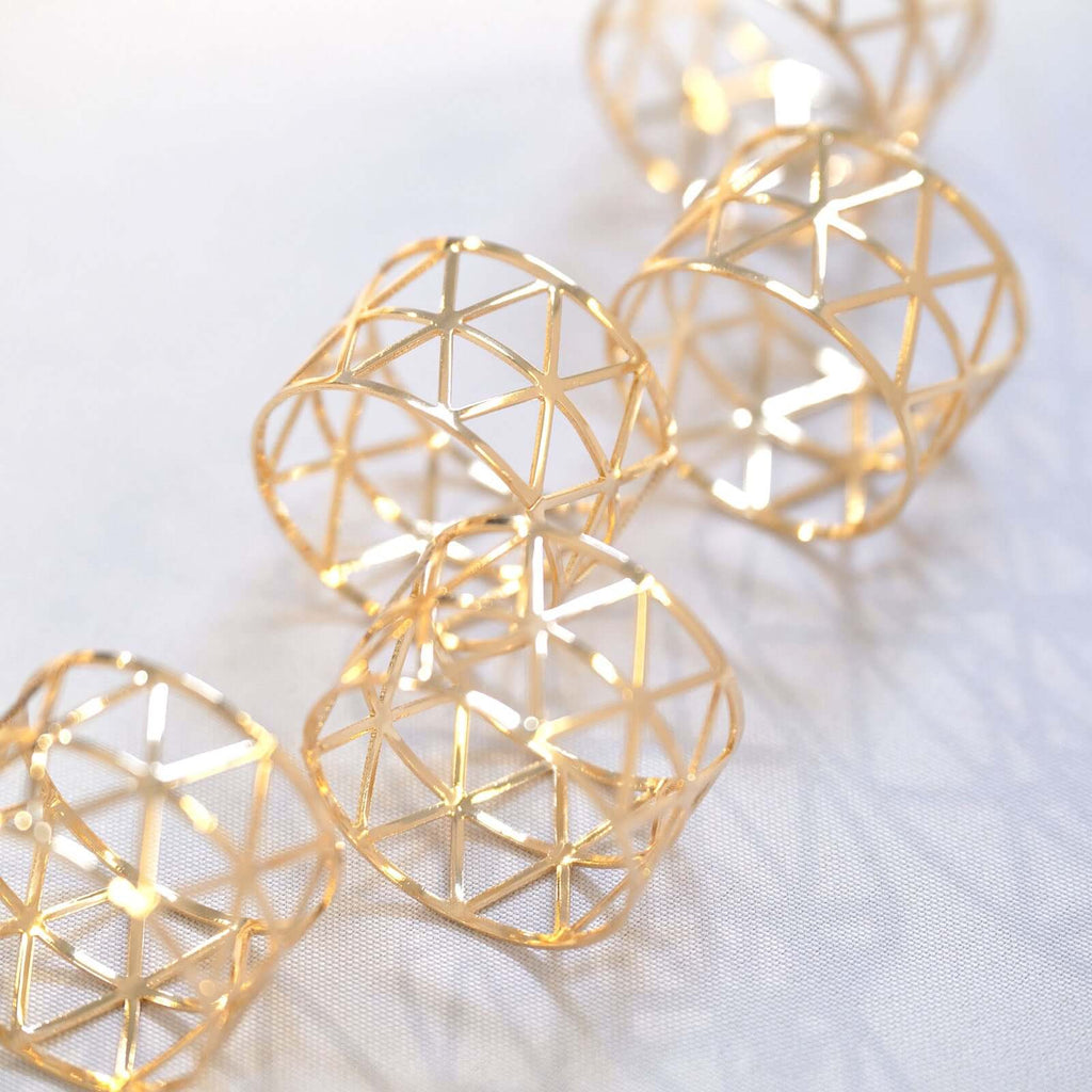 5 Pack Metallic Gold Geometric Napkin Rings, Paper Napkin Holders