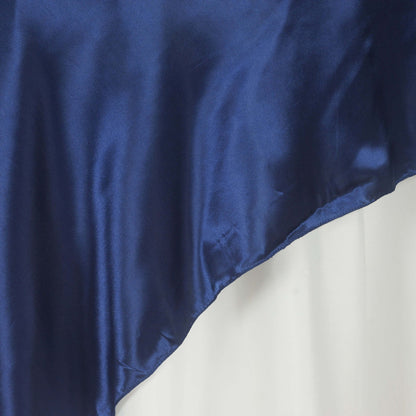 Satin 90"x90" Table Overlay Square Tablecloth Navy Blue - Smooth Finish Table Topper
