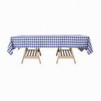 Polyester 60"x102" Rectangle Tablecloth White/Navy Blue - Checkered Buffalo Plaid Table Cover