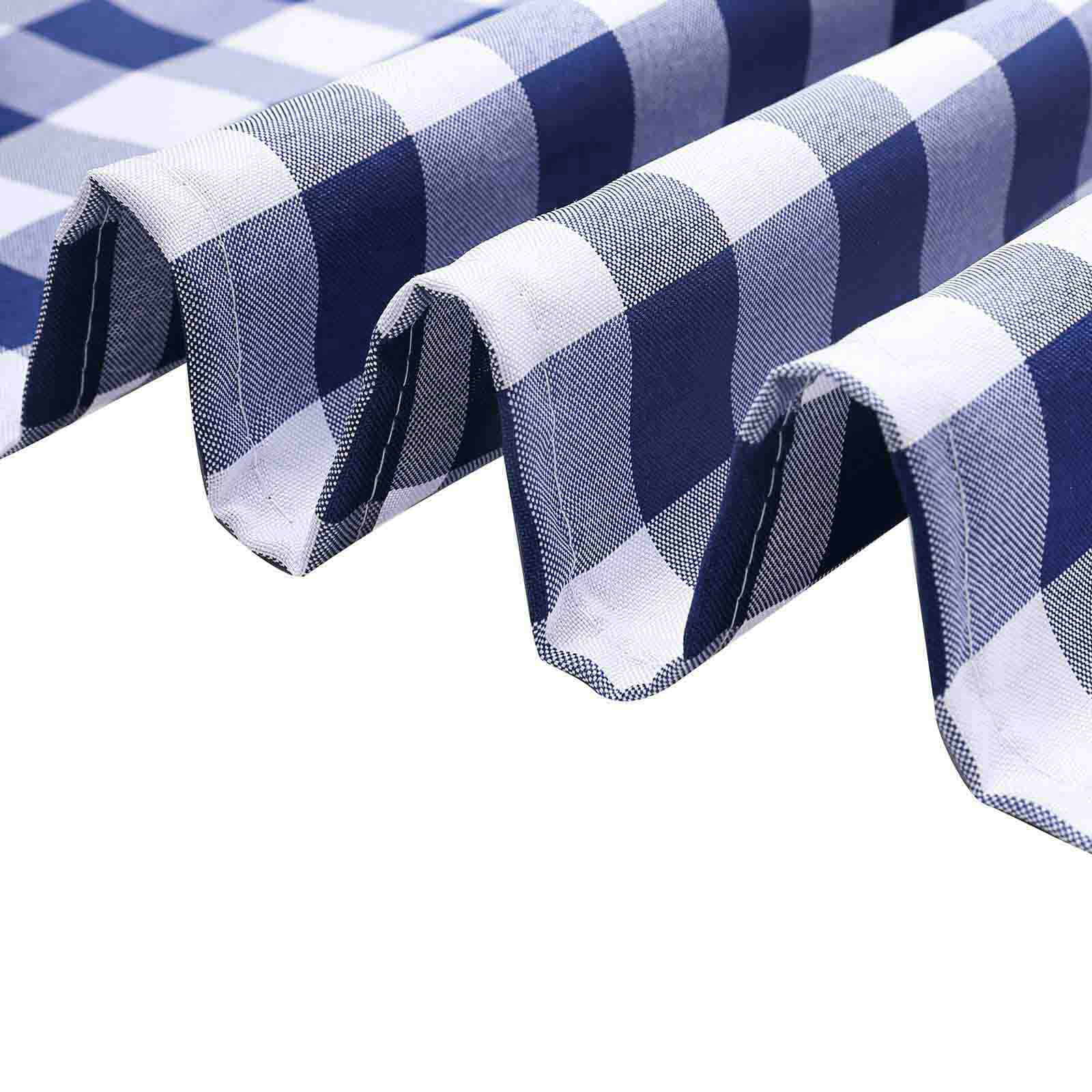 5 Pack Polyester 15"x15" Napkins Navy Blue/White Buffalo Plaid Gingham Style Cloth Napkins