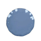 10-Pack Plastic Round 6" Dessert Plates in Ocean Blue Ruffled Rim with Gold Edging - Sturdy Disposable Salad Appetizer Dinnerware