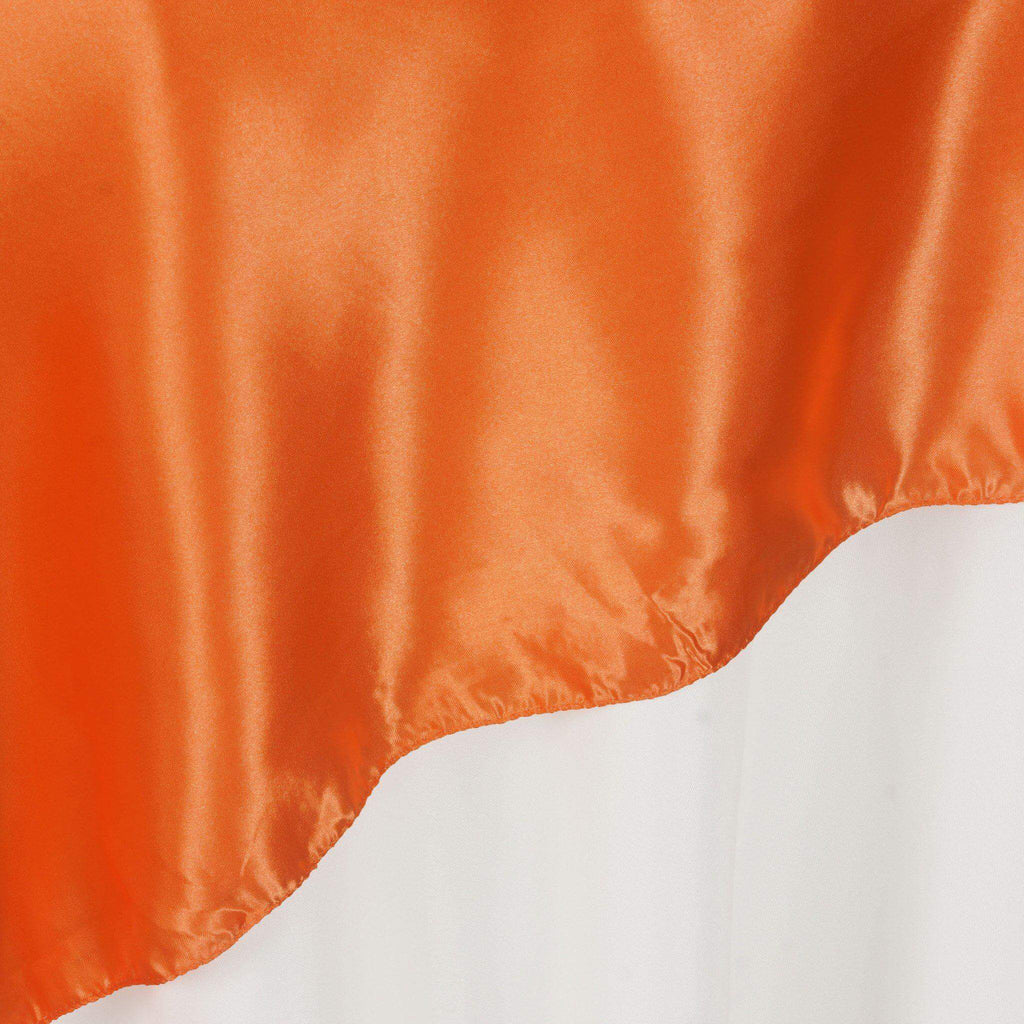 Satin 60"x60" Table Overlay Square Tablecloth Orange - Smooth Silky Touch Table Cover