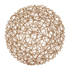 6-Pack Table Placemats Woven Fiber Design Natural Round - Disposable Mats for Dining and Events 15"