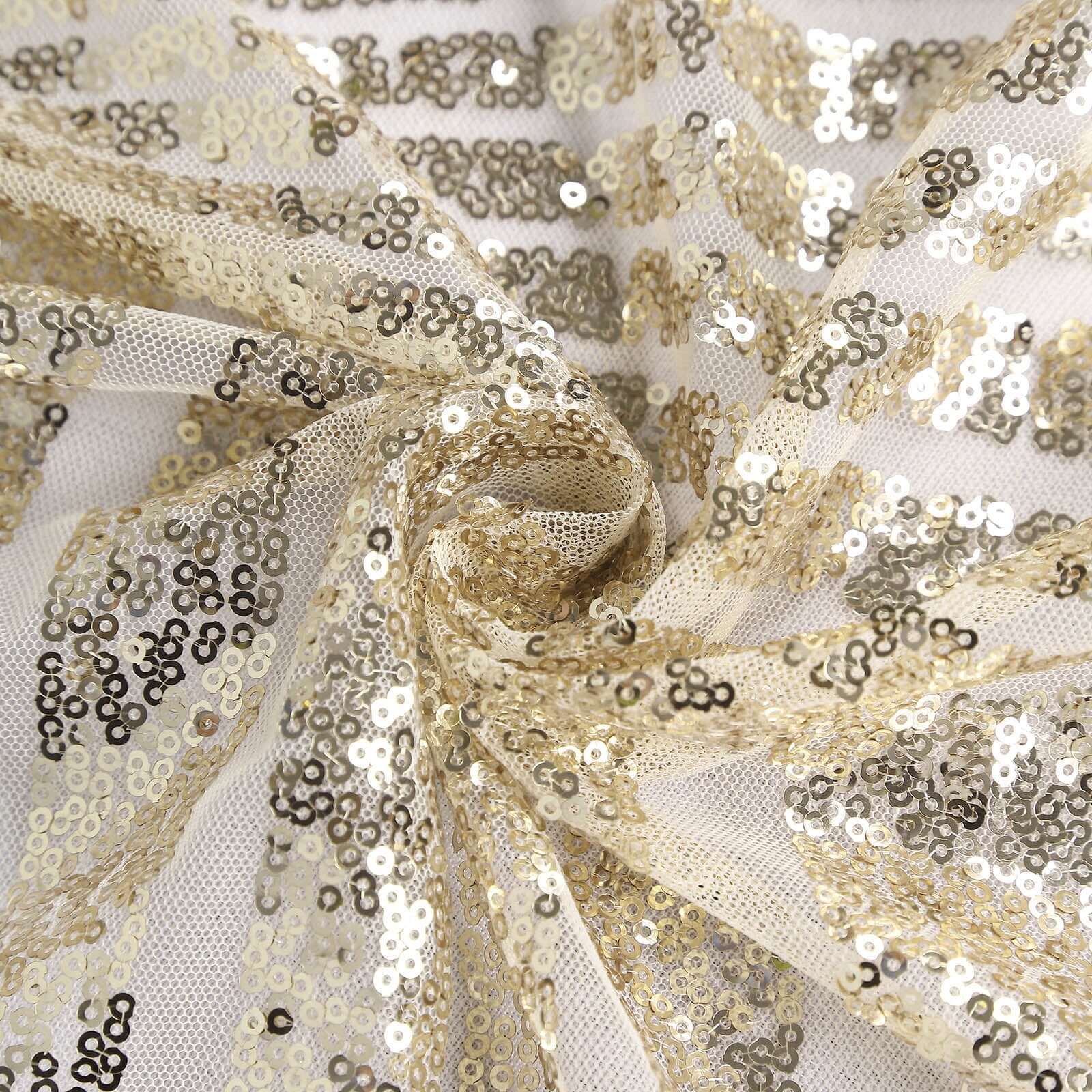 Sequin 90"x132" Rectangle Tablecloth Champagne - Seamless Diamond Design Table Cover