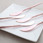 24-Pack Plastic Knives Modern Flatware Rose Gold - Premium Heavy Duty Disposable Silverware 8"