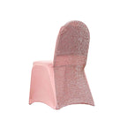 Spandex Chair Cover with Metallic Shimmer Tinsel Back for Banquet Chairs Rose Gold - Fitted Slipcover