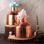 2-Pack Mercury Glass Vases Vessel Design Rose Gold - Stylish Flower Centerpieces for Events 8"