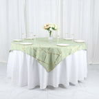 Polyester 54"x54" Table Overlay Square Tablecloth Sage Green with Gold Foil Geometric Pattern - Wrinkle-Resistant & Durable for Stylish Settings
