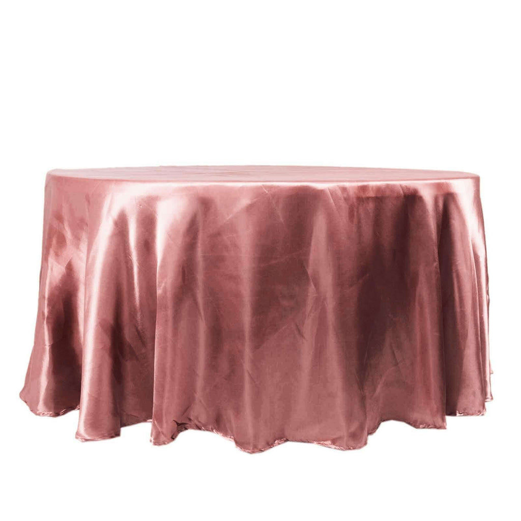 Satin 120" Round Tablecloth Cinnamon Rose - Stylish Seamless Table Cover