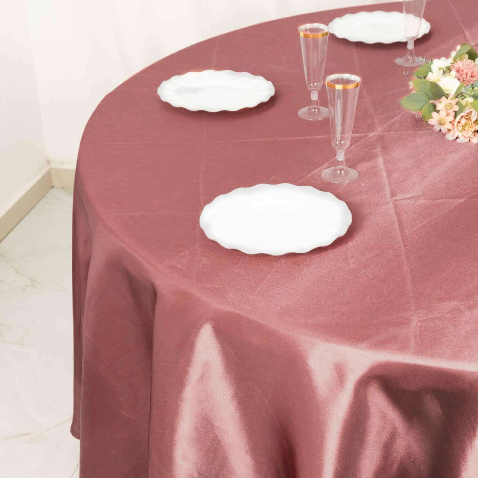 Satin 108" Round Tablecloth Cinnamon Rose - Smooth and Lustrous Table Cover