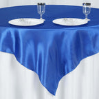 Satin 60"x60" Table Overlay Square Tablecloth Royal Blue - Smooth Silky Touch Table Cover