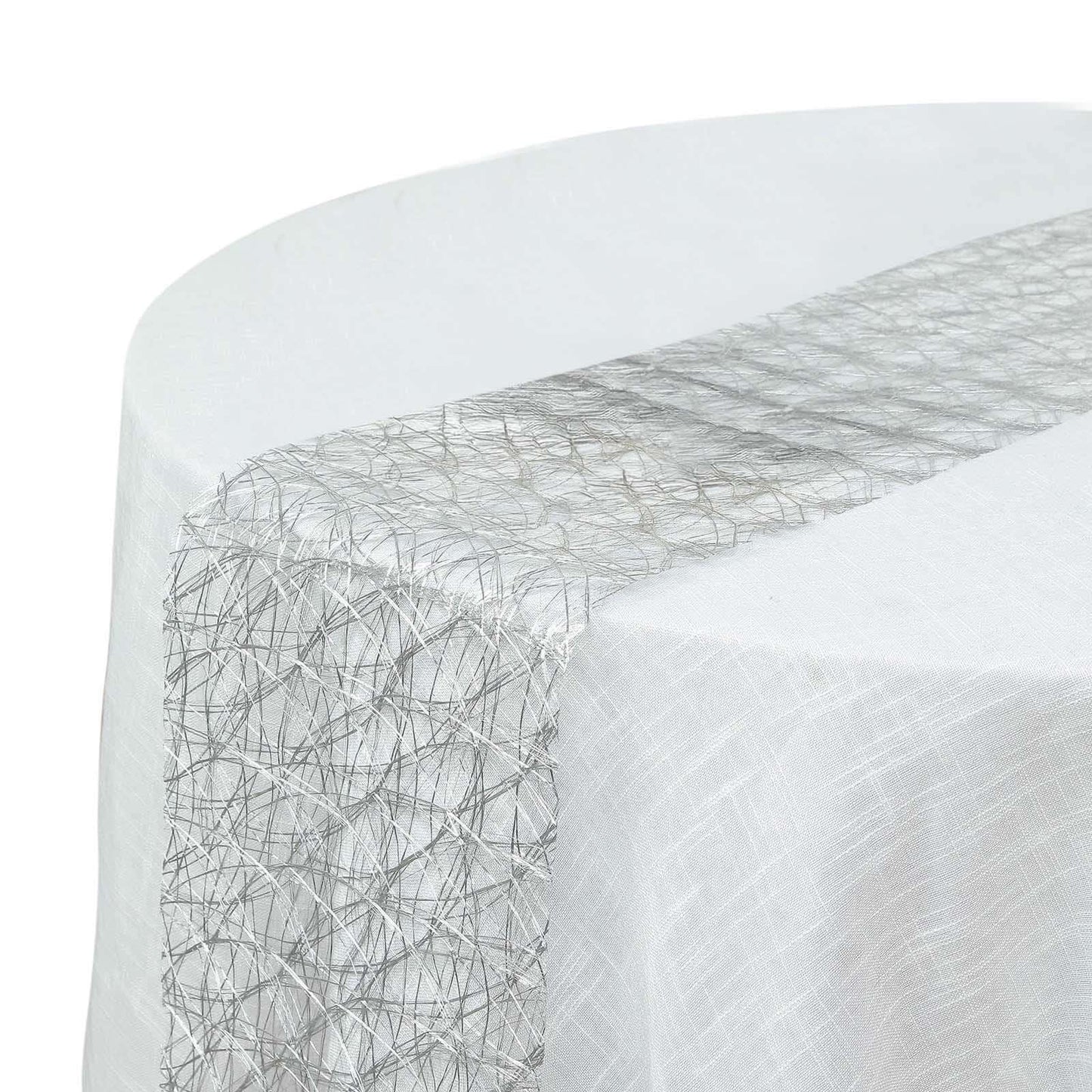 Polyester 12"x108" Table Runner Metallic Silver Disposable Non-Woven Fiber Roll - Stylish & Chic Table Decor