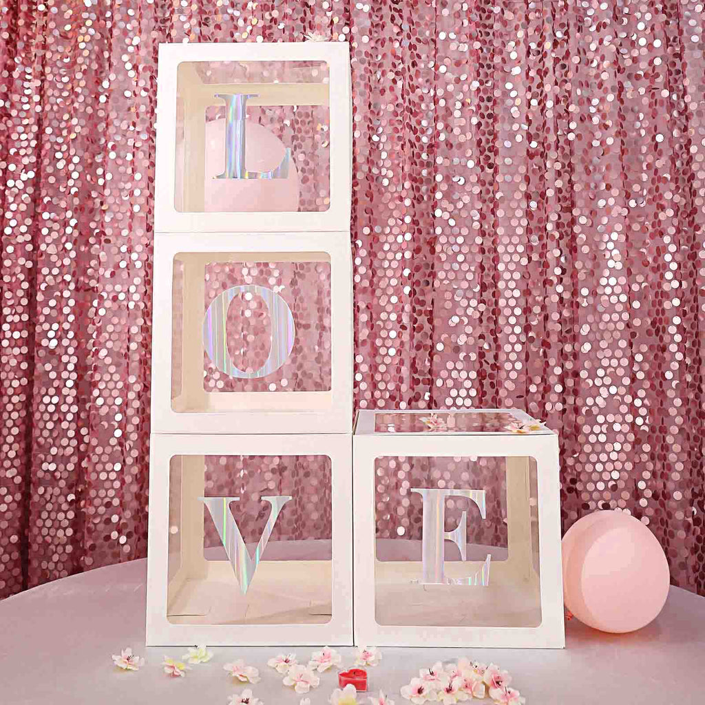 2 Pack 12" White Clear Baby Shower Party Decoration Boxes, Transparent DIY Balloon Boxes