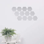 12 Pack Hexagon Acrylic Mirror Wall Stickers, 7" Removable Wall Decals For Home Decor