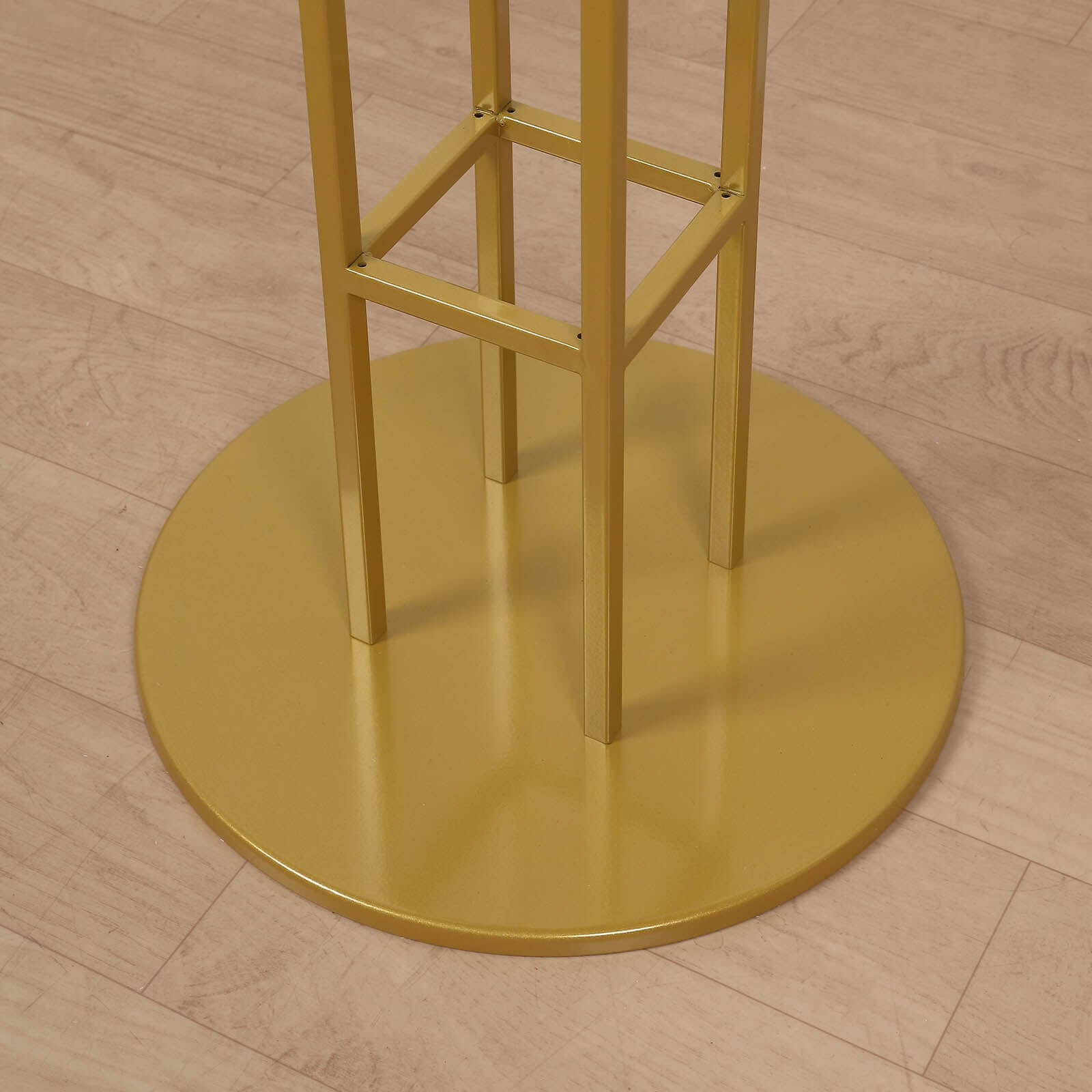 Metal Wedding Centerpiece Open Frame Design Gold - Grand Halo Top Floral Riser Pedestal 46"