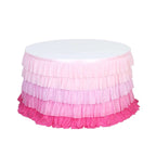 Chiffon 14ft Table Skirt Gradient Pink - Stylish 5 - Tier Ombre Ruffled Tutu Table Cover with Satin Backing for Weddings & Celebrations - Bell Racket Store