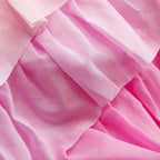 Chiffon 14ft Table Skirt Gradient Pink - Stylish 5 - Tier Ombre Ruffled Tutu Table Cover with Satin Backing for Weddings & Celebrations - Bell Racket Store