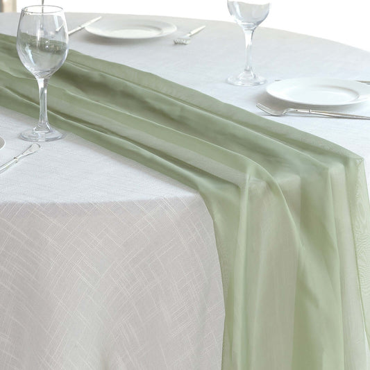 Chiffon 6ft Table Runner Dusty Sage Green - Flowy & Lightweight Table Decor - Bell Racket Store