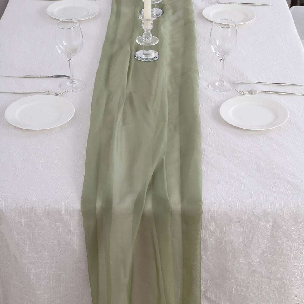 Chiffon 6ft Table Runner Dusty Sage Green - Flowy & Lightweight Table Decor - Bell Racket Store