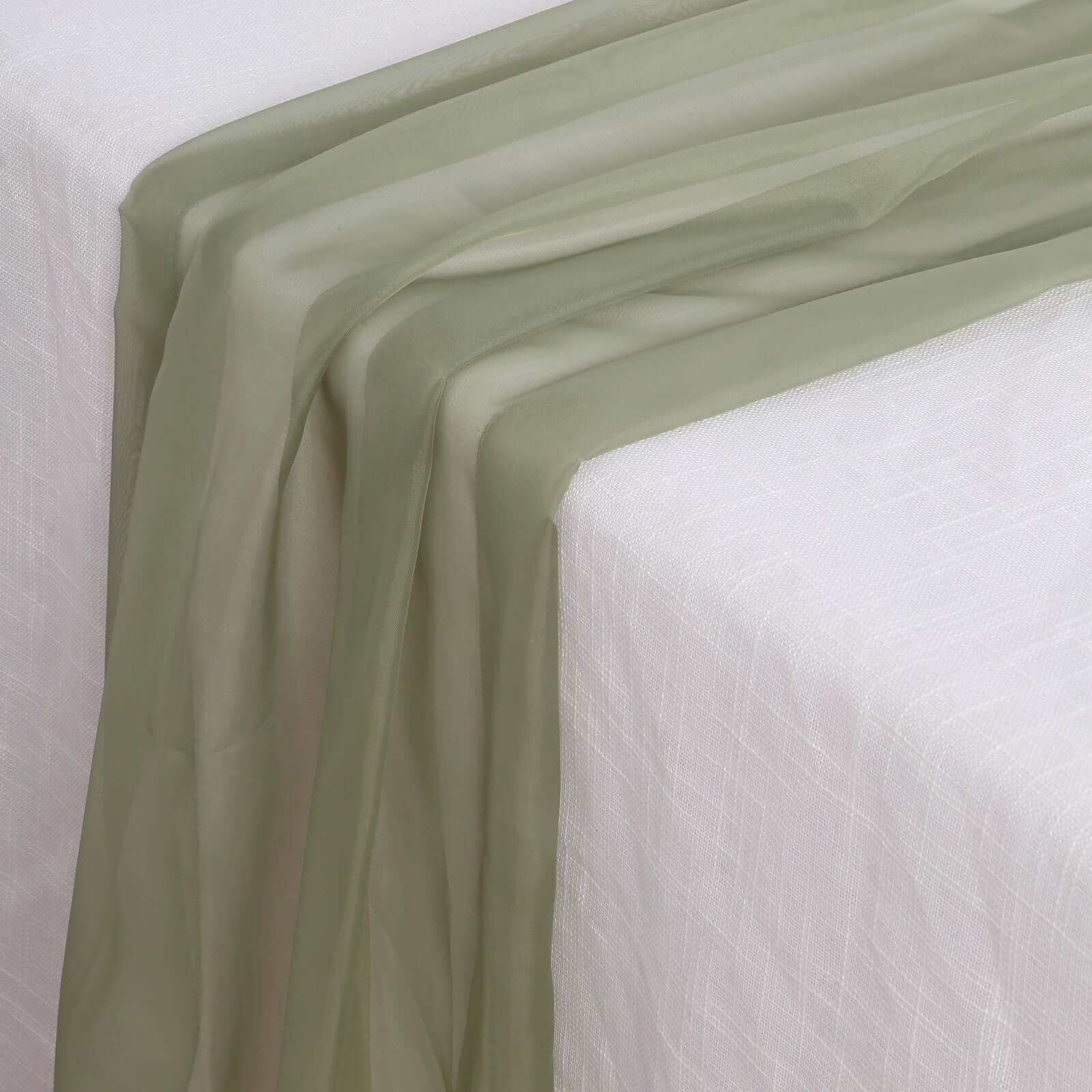Chiffon 6ft Table Runner Dusty Sage Green - Flowy & Lightweight Table Decor - Bell Racket Store